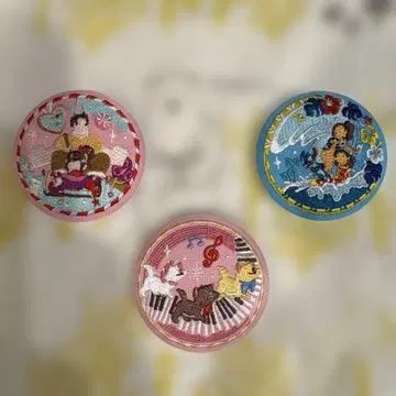 디즈니 자수 캔뱃지 세트 슈가러쉬, 스티치, 아리스토캣