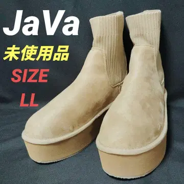 미사용품 JaVa 자바 통굽 무스탕 삭스 부츠 베이지 LL
