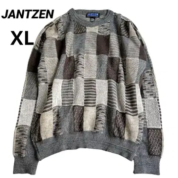 구제 의류 JANTZEN 얀센 XL 3D 멀티 무늬 짜임 패치워크