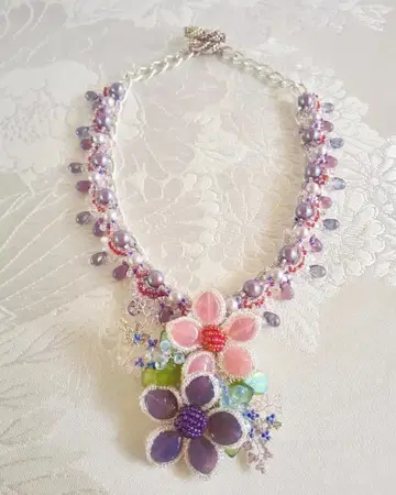 꽃 코스튬 주얼리 목걸이