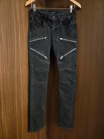 시버라이즈 스키니 팬츠 바이커 지퍼 블랙 남성용 V계 블랙