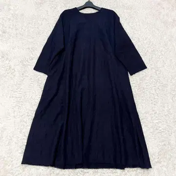 바바구리 롱 원피스 루즈핏 울 실크 네이비