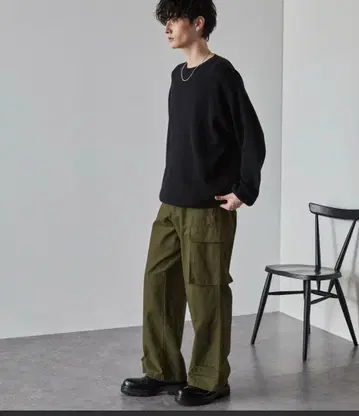 카고 스트레이트 팬츠 올리브