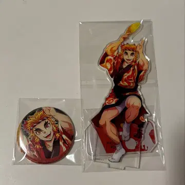 귀멸의 칼날 아와오도리 렌고쿠 쿄쥬로 아크릴 스탠드 & 캔뱃지 세트