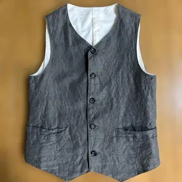 R&D.M.Co- 올드 맨즈 테일러 린넨 베스트 차콜 그레이