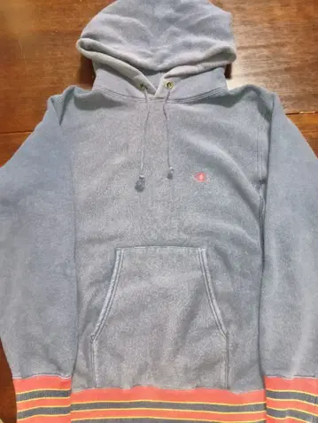 복각 파랑 택 Champion 리버스 위브 후드 맨투맨 사이즈 M