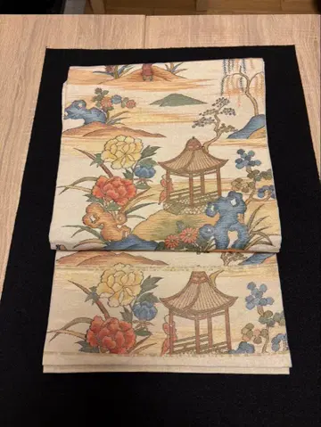 2939 전통적인 후쿠로 오비 일본의 풍경 무늬