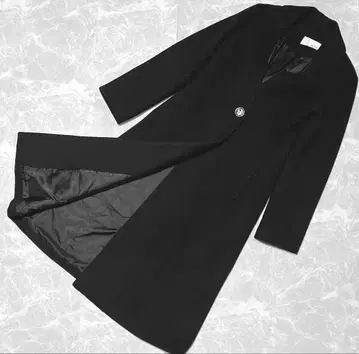 Lily Brown 롱 코트 블랙 골드 버튼 울 90% 혼방 사이즈 1