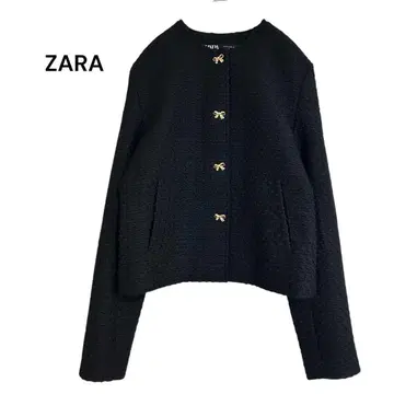 ZARA 노카라 자켓 블랙 XS 트위드풍 숏 기장