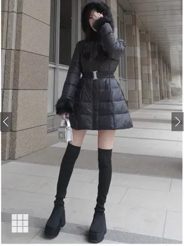 스트레치 니트 통굽 롱 부츠