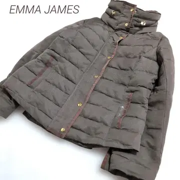 EMMA JAMES 다운 자켓 인조 모피 카키 골드 버튼