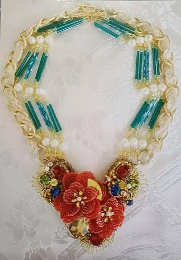 스와로브스키와 꽃의 코스튬 주얼리 목걸이