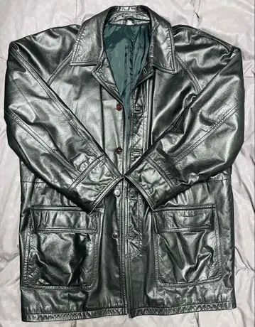 소가죽 카 코트 오버 사이즈 블랙 태국제