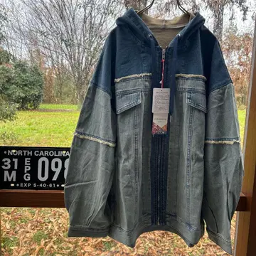 케미컬 데님 쭈리 후드티 vintage Blue