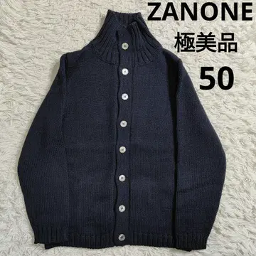 미사용급 ZANONE 네이비 울 솔리드 스탠드 카라 니트 L