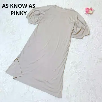 아즈노즈 핑키 롱 기장 원피스 퍼프 슬리브 체형 커버 베이지