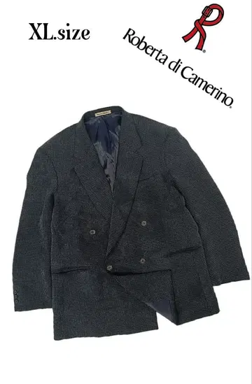 [ 로베르타 디 카메라노 ] 네이비 격자 무늬 자켓 XL 사이즈 j89