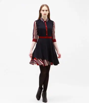 비대칭 셔츠 원피스 라브레스 LOVELESS 스트라이프