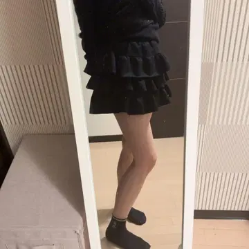 고딕 고스 플리츠 스커트 레이어 블랙 프릴 페어리 그런지