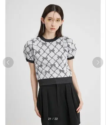 FURFUR 리본 자카드 니트탑