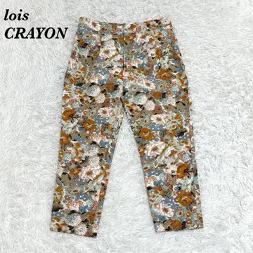 [새상품급] lois CRAYON 꽃무늬 자카드 크롭 팬츠 M 브라운