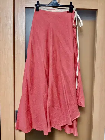 NAO 와다 나오미 씨 린넨의 어른 의류 살몬 핑크 랩스커트