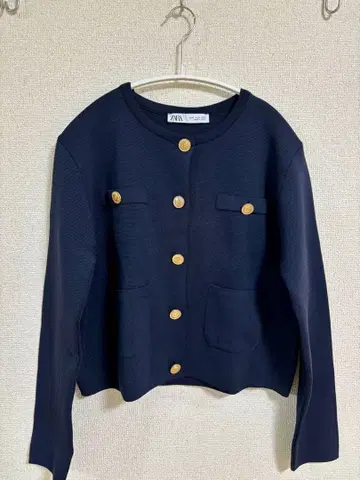 ZARA 네이비 니트 가디건 골드 버튼