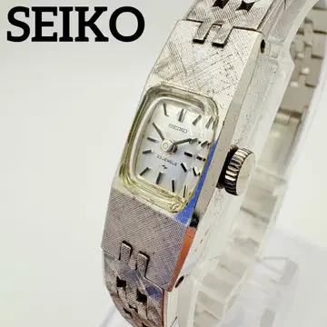 가동 수동 와인딩 SEIKO 손목시계 여성용 실버 2침 23석 스퀘어
