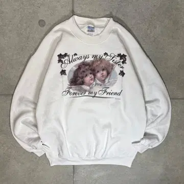 빈티지 맨투맨 Angel 자매 메시지 프린트 카피라이트