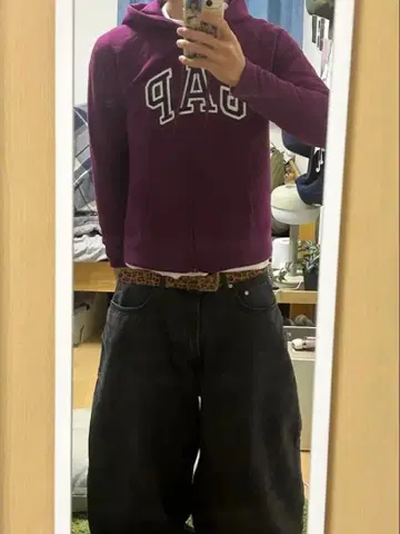 GAP 퍼플 지퍼 후드티 y2k 크롭 스트릿