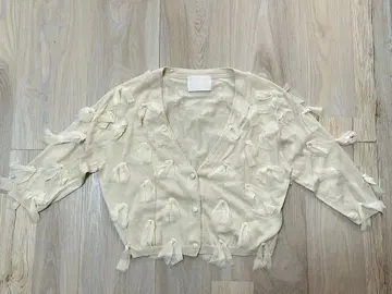 THE SURREY 가디건 화이트 리본 실크 사이즈 M