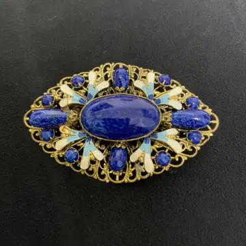 [ 19 ] 앤티크풍 파란 마블 빈티지 브로치 복고풍 느낌