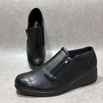 WACORE 숏부츠 웨지솔 사이드 지퍼 블랙 일본제