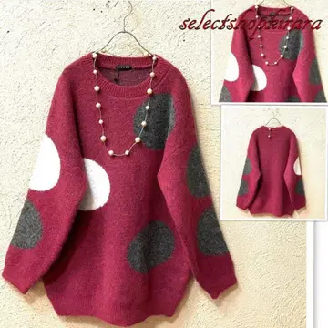 2025 신상 신축성 퍼펙트 소프트 배색 도트 니트 L-LL/체리