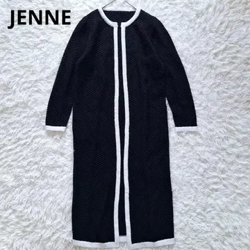 새상품급 JENNE 바이컬러 롱 니트 가디건 블랙 x 화이트