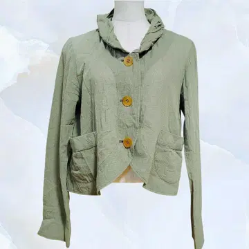 이오컴이오 톤 다운 그린 숄카라 자켓 얇은 소재 겉옷