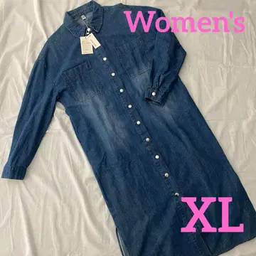 [ XL ] 데님 긴팔 셔츠 원피스 루즈핏 마터니티