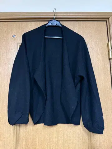 요건 레일 블랙 가디건 긴팔 오픈 프론트