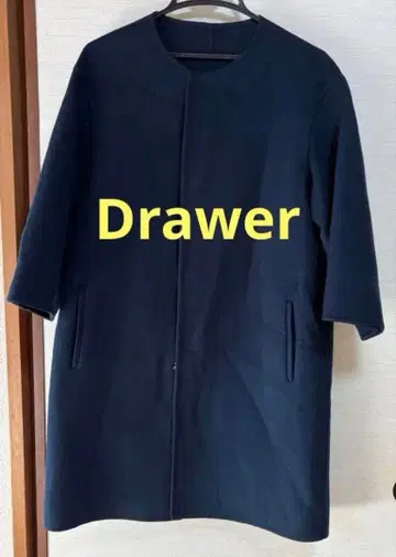 Drawer 캐시미어 울 더블 페이스 노카라 코트 네이비