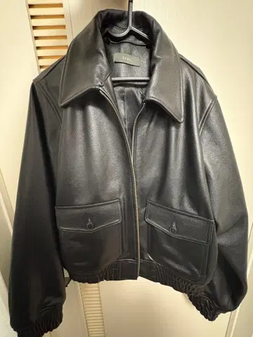 CLEL 천연 가죽 카우 레더 블루종