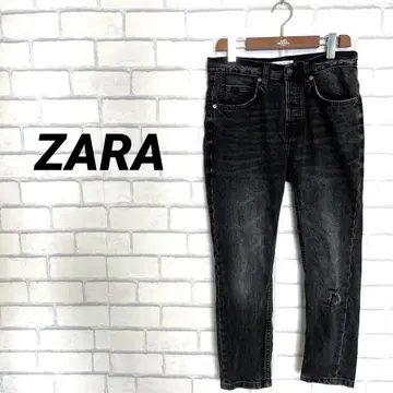 인기 ZARA 자라 데미지 데님 팬츠 블랙 EUR38 USA30