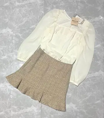 새상품 Apuweiser-riche 블라우스 절개 원피스 트위드 2