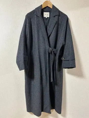 SHARE PARK 롱 코트 헤링본 다크 그레이