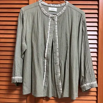 소소토 sosotto 올리브 그린 플리츠 셔츠