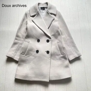 Doux archives 더블 브레스트 코트 피코트 라이트 그레이 M