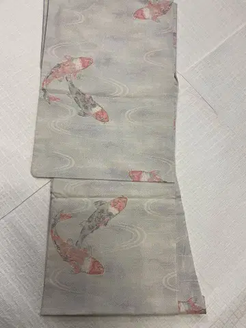 잉어 패턴 본고장 오시마 명주 화이트 베이스