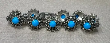 마카사이트 터콰이즈 빈티지 실버 팔찌