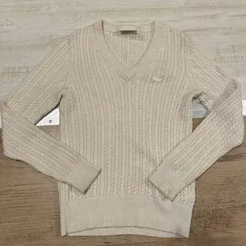 LACOSTE 라코스테 여성용 니트 스웨터 아이보리 V넥