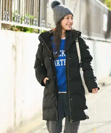 coca 코카 [보온 발수] 충전솜 롱 코트 블랙 M