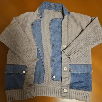 me Jane 니트 데님 라이더스풍 자켓 (그레이)